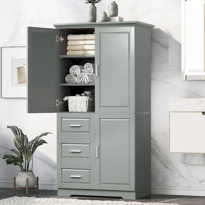 32 in. W x 72 in. H Storage Cabinet with Doors and Three Drawers
