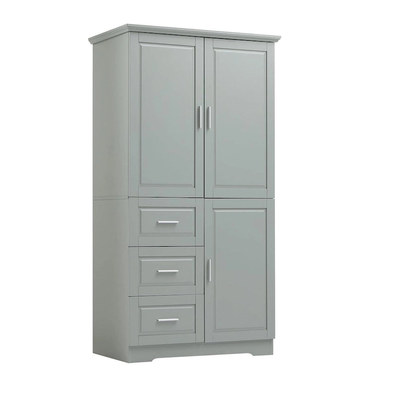 32 in. W x 72 in. H Storage Cabinet with Doors and Three Drawers