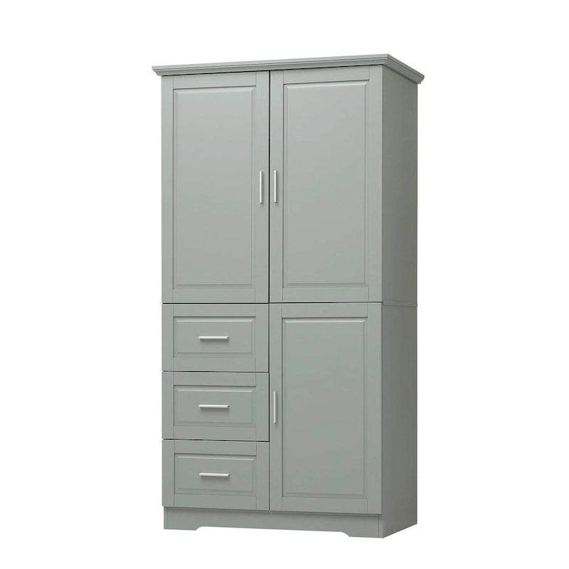 32 in. W x 72 in. H Storage Cabinet with Doors and Three Drawers