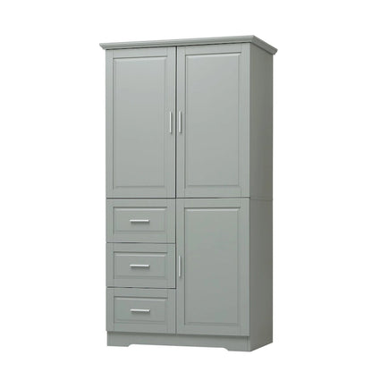32 in. W x 72 in. H Storage Cabinet with Doors and Three Drawers