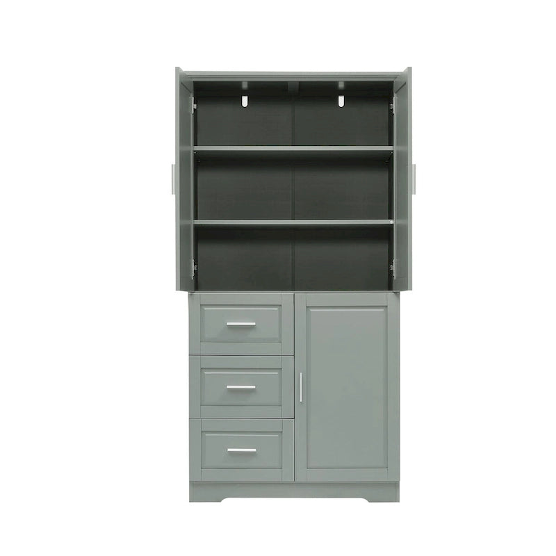 32 in. W x 72 in. H Storage Cabinet with Doors and Three Drawers