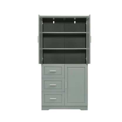 32 in. W x 72 in. H Storage Cabinet with Doors and Three Drawers