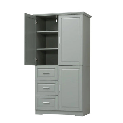 32 in. W x 72 in. H Storage Cabinet with Doors and Three Drawers