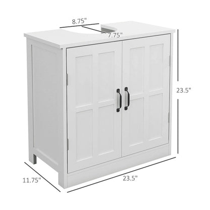 Bathroom Wood Pedestal Sink Cabinet with Adjustable Shelf (No Sink)