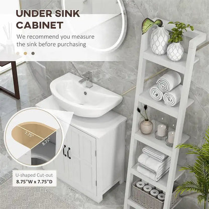 Bathroom Wood Pedestal Sink Cabinet with Adjustable Shelf (No Sink)