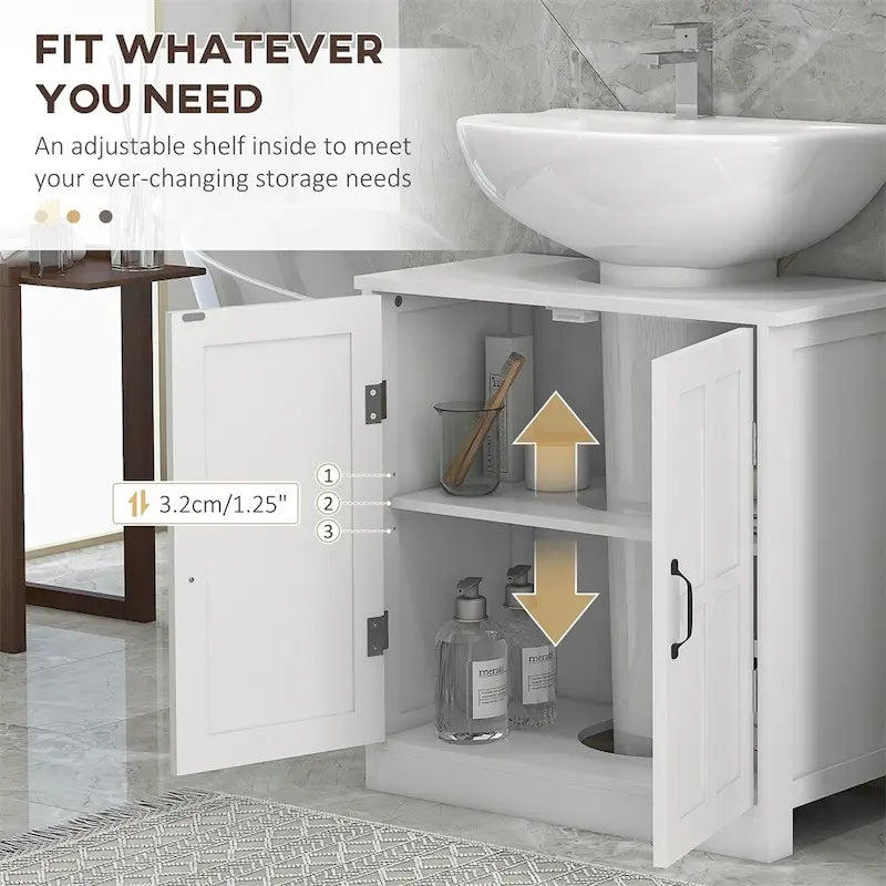 Bathroom Wood Pedestal Sink Cabinet with Adjustable Shelf (No Sink)