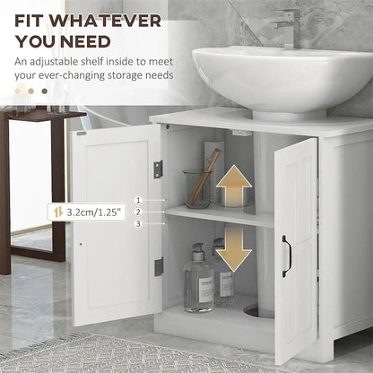 Bathroom Wood Pedestal Sink Cabinet with Adjustable Shelf (No Sink)