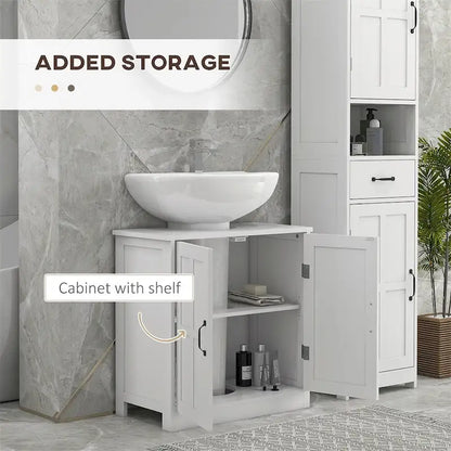 Bathroom Wood Pedestal Sink Cabinet with Adjustable Shelf (No Sink)