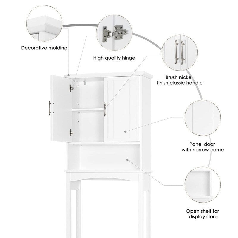 Over The Toilet Storage Cabinet - 9.37D x 23.62W x 62.2H
