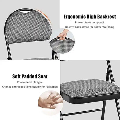 2/4 Pack Folding Chairs Portable Padded Office Kitchen Dining Chairs