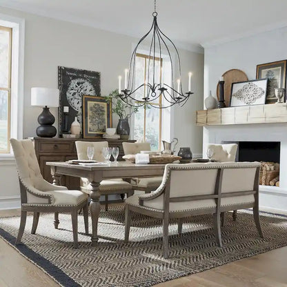 Americana Farmhouse Dusty Taupe Rectangular Table Set with Dining Chairs Various Options