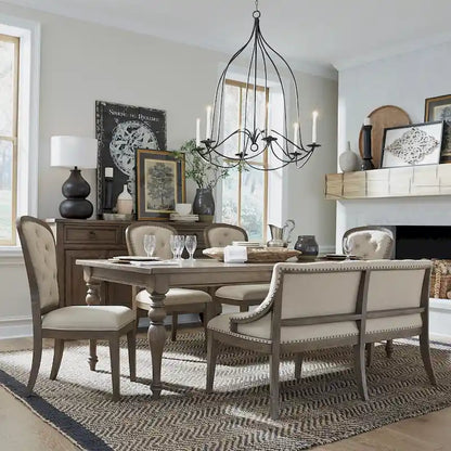 Americana Farmhouse Dusty Taupe Rectangular Table Set with Dining Chairs Various Options