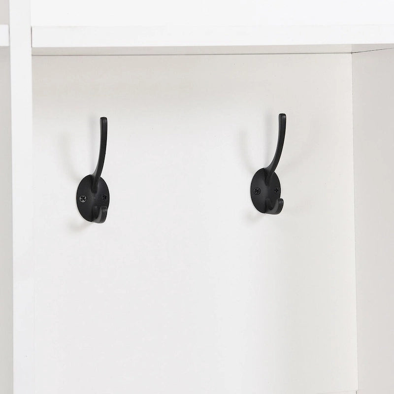 Wide Hall Tree with Storage Bench - Minimalist Shoe Cabinet, Cube Storage, 8 Hooks