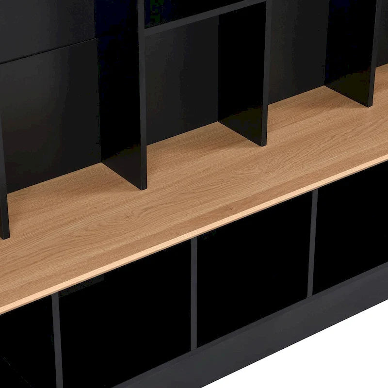 Wide Hall Tree with Storage Bench - Minimalist Shoe Cabinet, Cube Storage, 8 Hooks