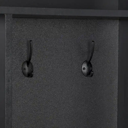 Wide Hall Tree with Storage Bench - Minimalist Shoe Cabinet, Cube Storage, 8 Hooks