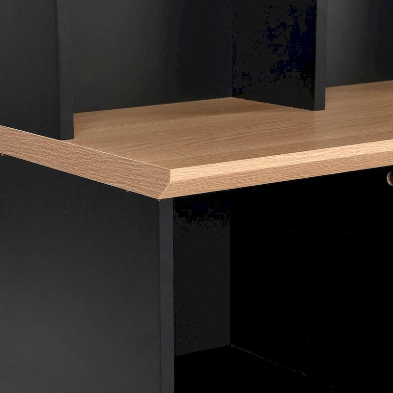 Wide Hall Tree with Storage Bench - Minimalist Shoe Cabinet, Cube Storage, 8 Hooks