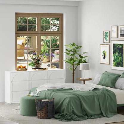 White 9-Drawer Dresser with Modern Design and Safety Features