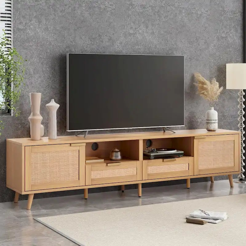 Rattan TV Stand for TVs up to 85