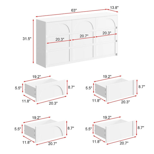 White 9-Drawer Chest of Drawers with Stylish Design and Anti-Tip Feature