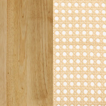 Willow Boho Dining Table for 6 with Solid Wood Legs, Dining Table with Bohemian Rattan Accent