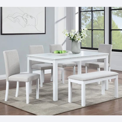 6-Piece Solid Wood Dining Table Set