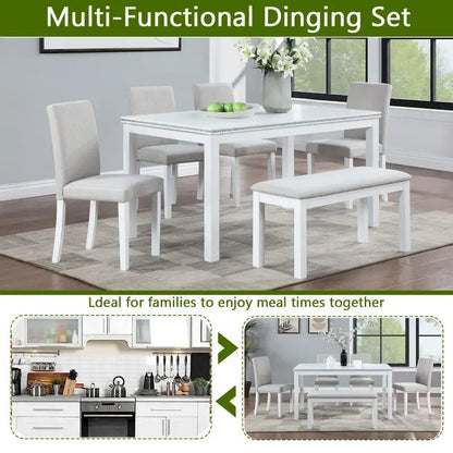 6-Piece Solid Wood Dining Table Set