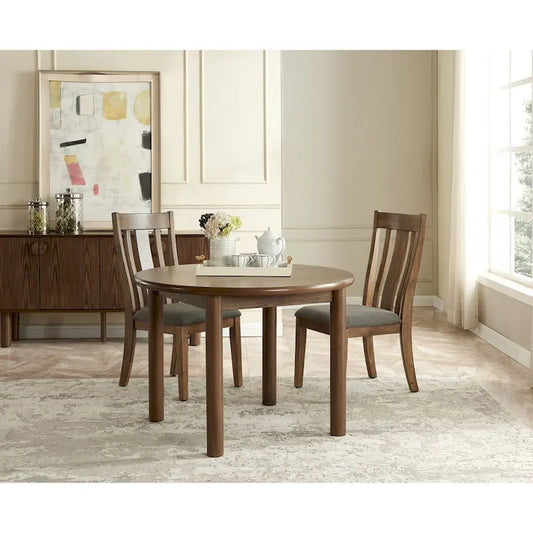 42 Round Dining Table for 4 Person, Retro Kitchen Table, Wooden Dinner Room Table with Solid Wood Legs,Ultra Easy to Assemble